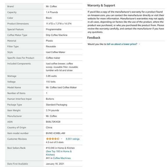 Mr. Coffee Iced Coffee Maker - Picture 9 of 9